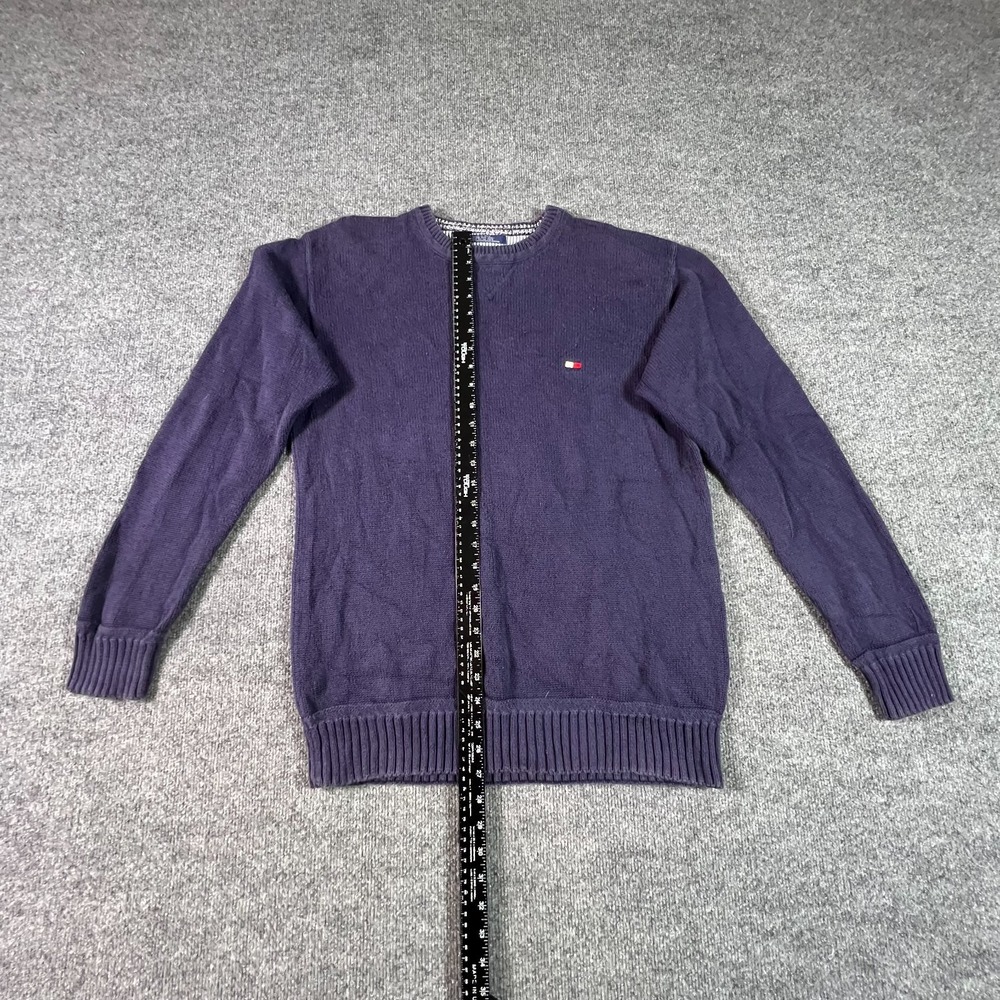 Tommy Hilfiger Sweater Mens Medium Purple 100% Cotton Knit Long Sleeve Preppy